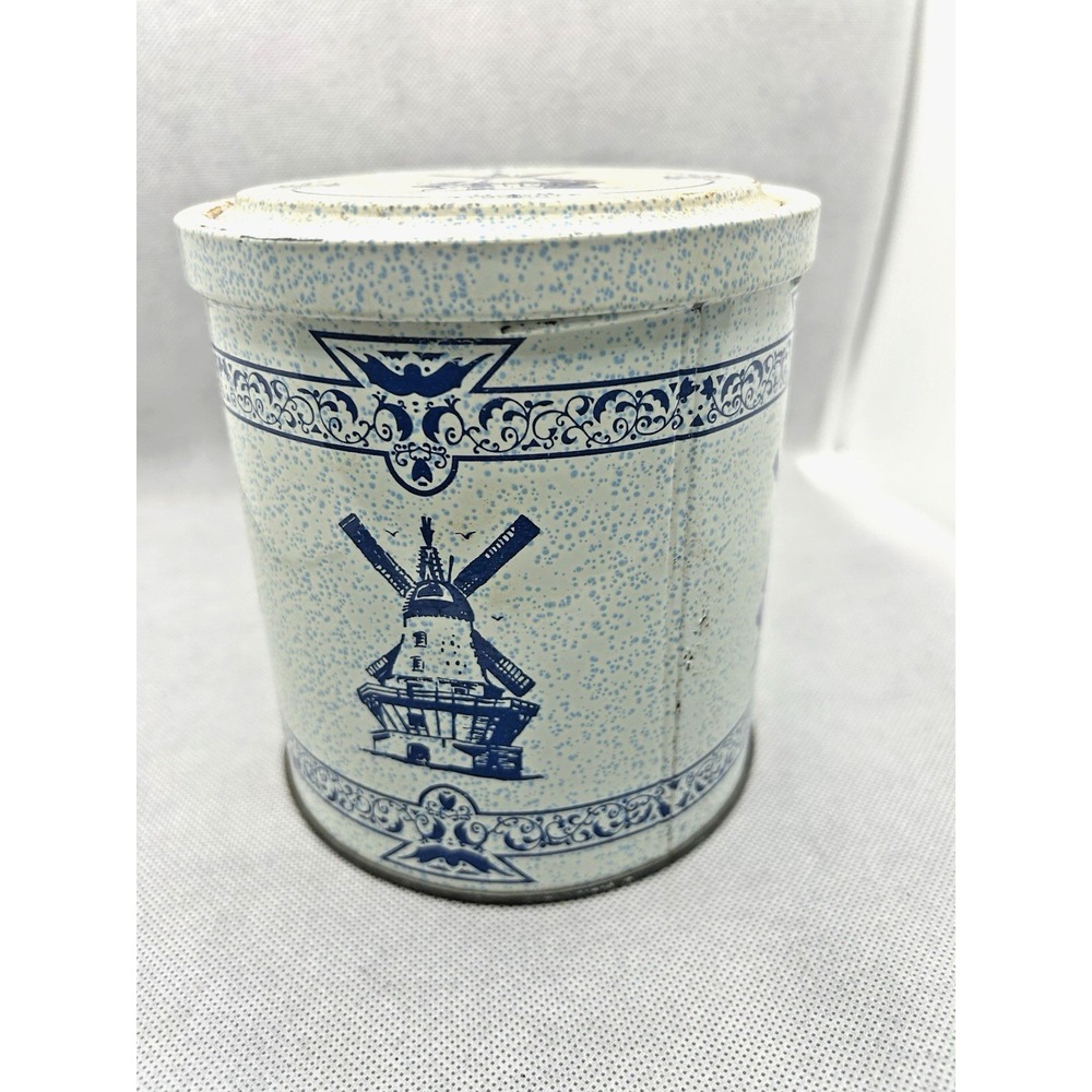 Vintage valleybrook dutch‎ cookie tin blue white windmill metal box tin Cottage